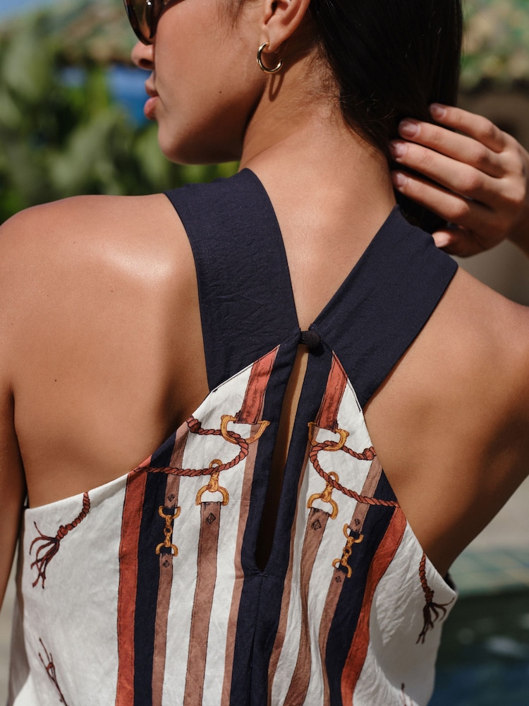 Ecru halsduk hästtryck - Topp med Halter - Bild 4 av 4