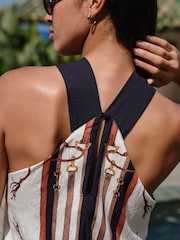 Ecru Scarf Horse Print Halter Neck Top - Image 5 of 7