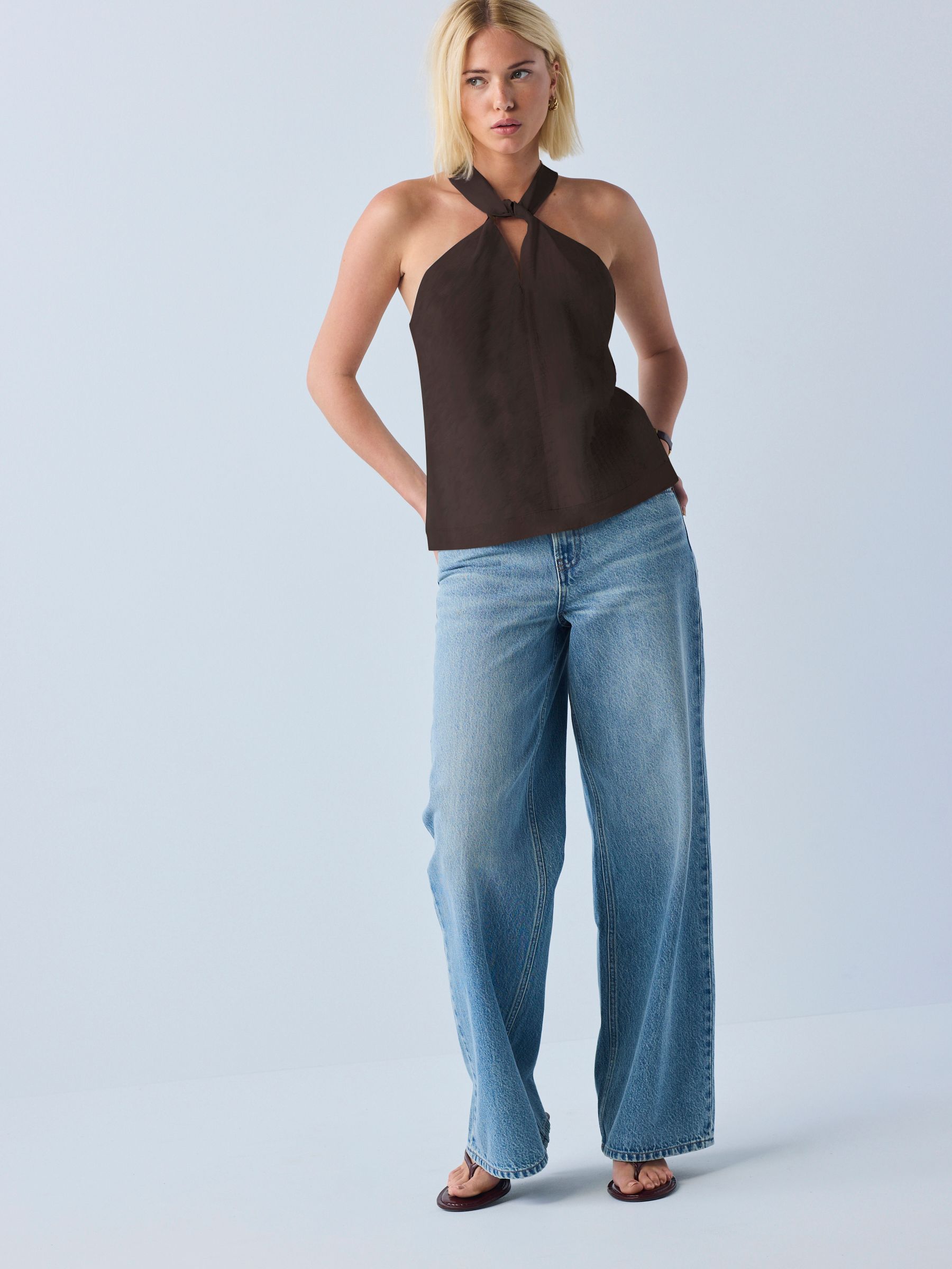Buy Chocolate Brown Halter Neck Top from Next USA