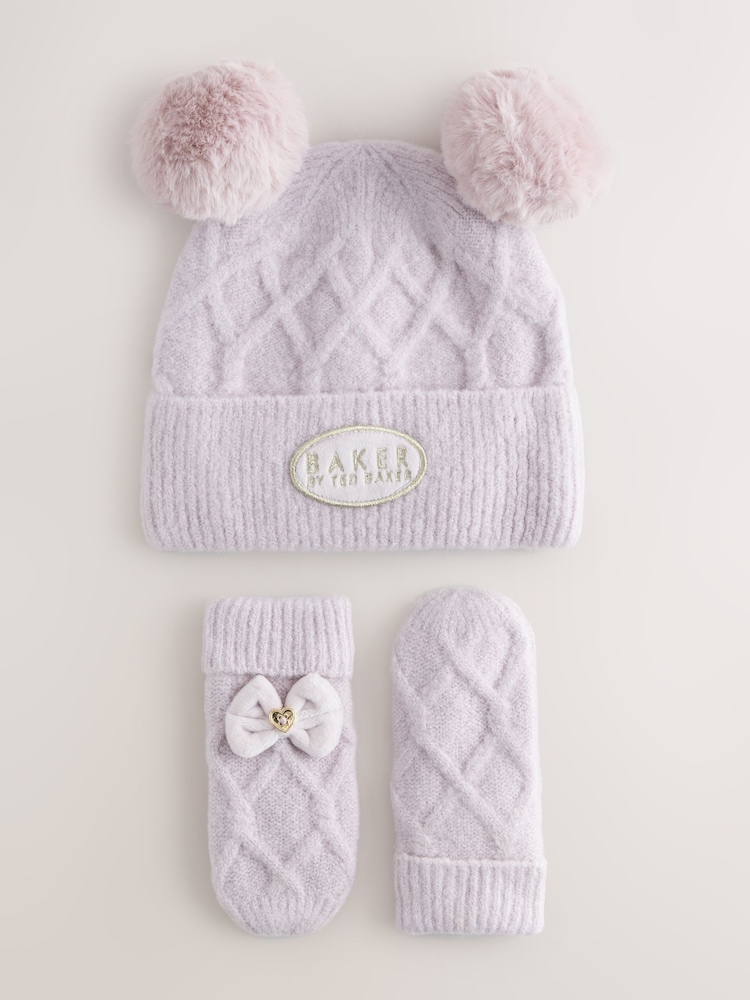 Baker by Ted Baker Double Pom Eared Hat and Mittens Set - Εικόνα 1 του 5 Baker by Ted Baker Double Pom Eared Hat and Mittens Set - Εικόνα 1 του 5