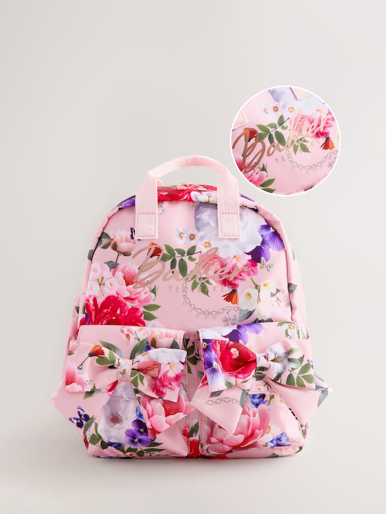 Baker by Ted Baker Back to School Pink Floral Bow Backpack - Image 1 of 7 Baker by Ted Baker Back to School Pink Floral Bow Backpack - Image 1 of 7