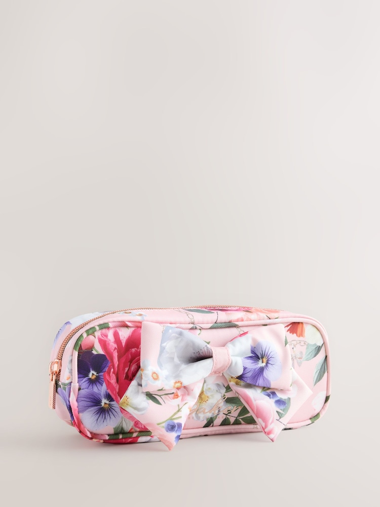 Baker by Ted Baker Back to School Pink Floral Bow Pencil Case - Image 2 of 6