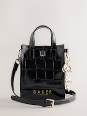 Bolso bandolera infantil negro con estampado de cocodrilo y lazo de Baker by Ted Baker - Imagen 1 de 6