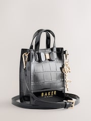 Bolso bandolera infantil negro con estampado de cocodrilo y lazo de Baker by Ted Baker - Imagen 2 de 6