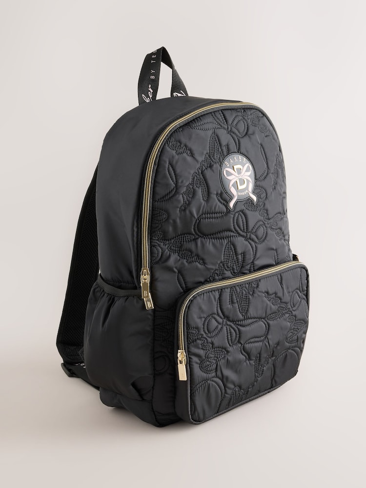 Baker by Ted Baker Back to School Black Quilted Bow Backpack - Image 2 of 6