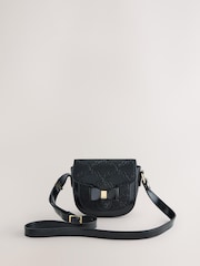 Baker by Ted Baker Childrens Black Embossed Bow Cross Body Bag - Image 1 of 8