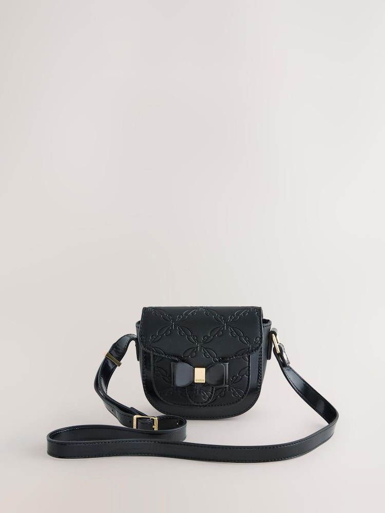 Baker by Ted Baker Childrens Black Embossed Bow Cross Body Bag - Image 1 of 8