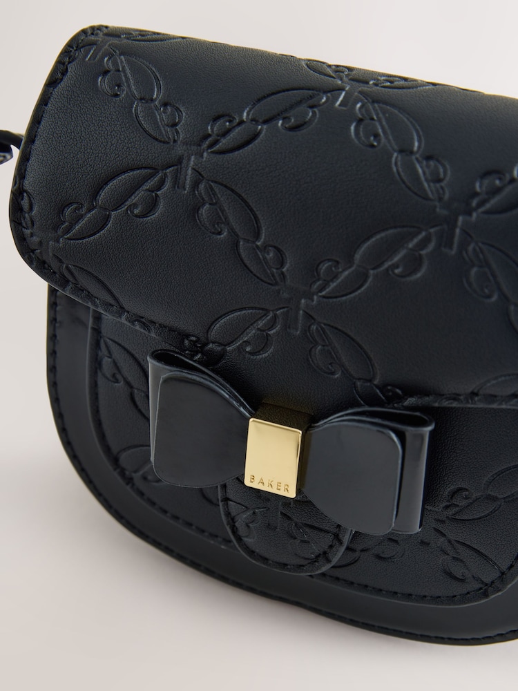 Baker by Ted Baker Black Childrens Floral Monogram Bow Cross-Body Bag - Image 5 of 5