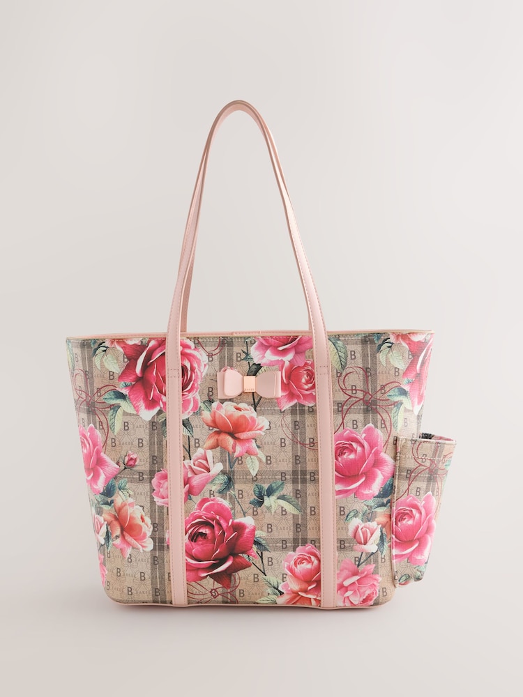 Baker by Ted Baker Back to School Foral Monogram Bow Tote Bag - Image 1 of 6 Baker by Ted Baker Back to School Foral Monogram Bow Tote Bag - Image 1 of 6