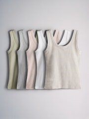 وردي/رمادي بخيوط شاحبة/أبيض/محايد مخطّط - سترات مضلعة فتحة رقبة واسعة طقم من 5 قطعة - صورة 1 من 8