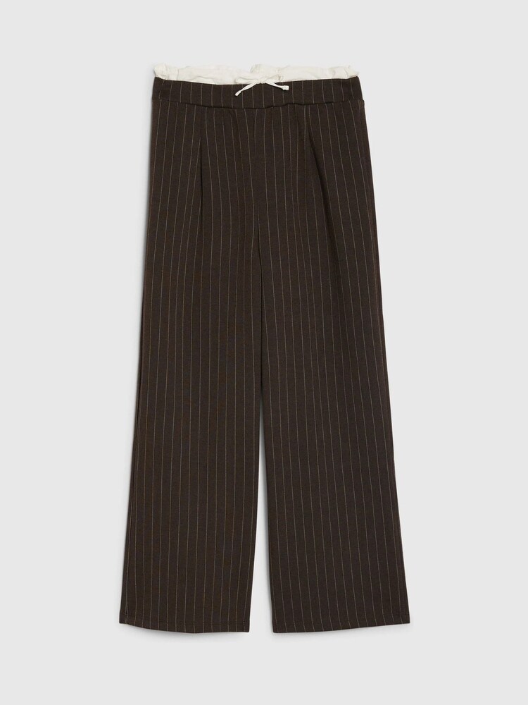 River Island Brown Side Stripe Waistband Wide Leg Trousers - Image 1 of 4