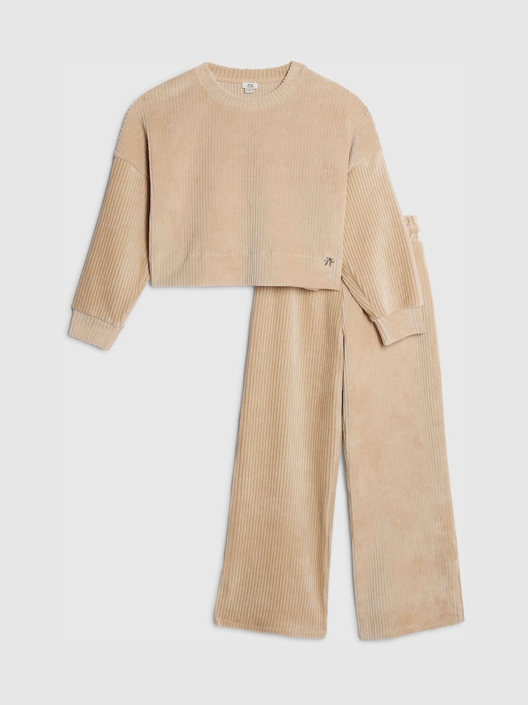 River Island Cosy Cord Lounge Sweatshirt & Wide Leg Joggers Set - صورة 1 من 5 River Island Cosy Cord Lounge Sweatshirt & Wide Leg Joggers Set - صورة 1 من 5