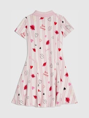 River Island Pink Stripe Lip & Hearts Print Polo Dress - Image 2 of 4
