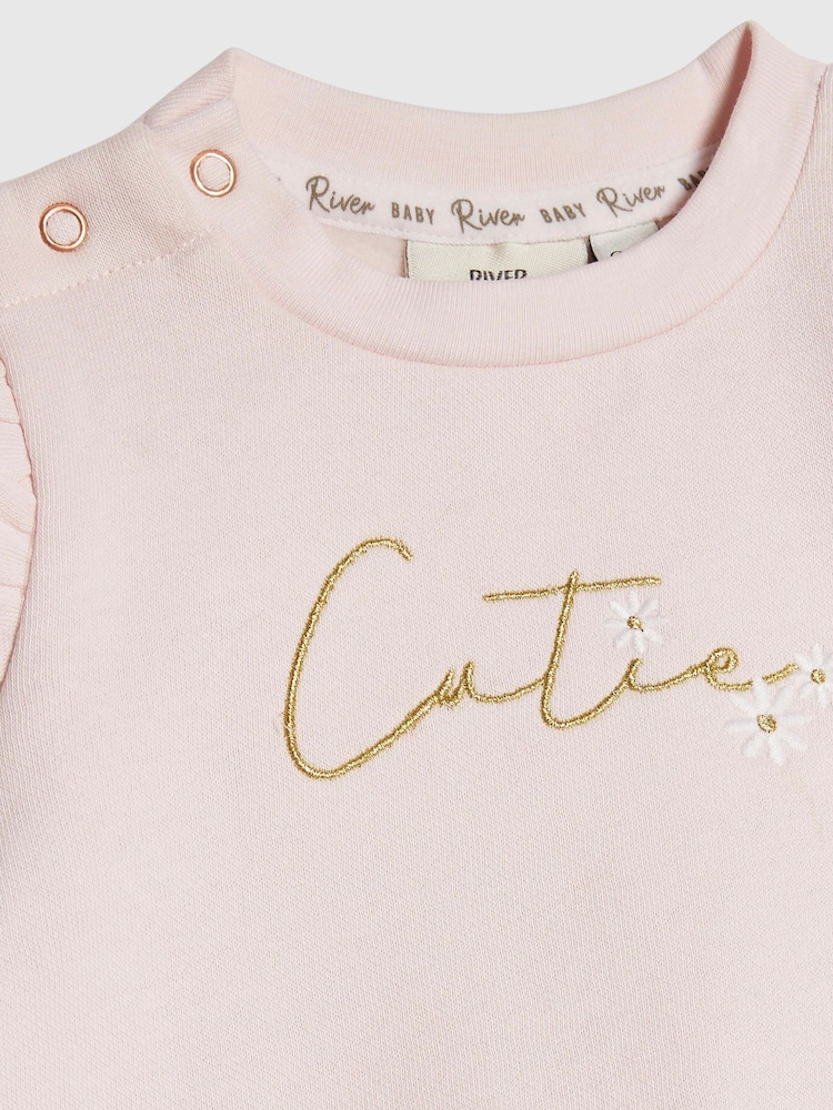 River Island Broderie Frill Sweatshirt & Leggings Set - Imaginea 10 din 10