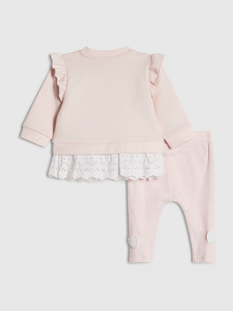 River Island Broderie Frill Sweatshirt & Leggings Set - Imaginea 2 din 10