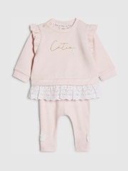 River Island Broderie Frill Sweatshirt & Leggings Set - Imaginea 5 din 10