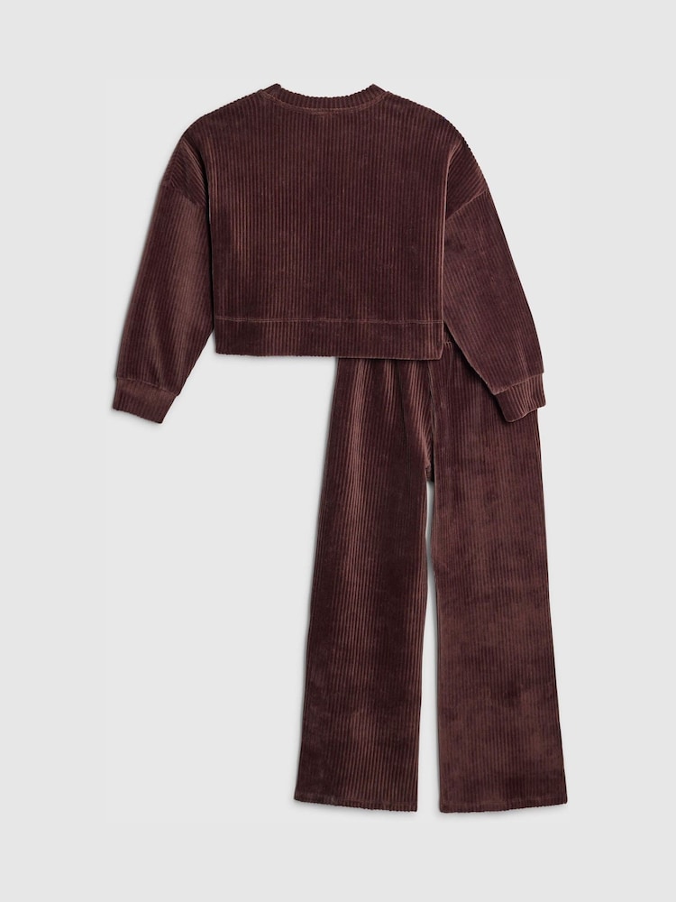 River Island Cosy Cord Lounge Sweatshirt & Wide Leg Joggers Set - صورة 2 من 5 River Island Cosy Cord Lounge Sweatshirt & Wide Leg Joggers Set - صورة 2 من 5