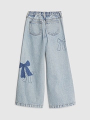 River Island Blue Bow Patchwork Wide Leg Jeans - Image 2 of 4