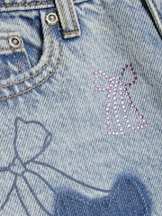 River Island Blue Bow Patchwork Wide Leg Jeans - Image 4 of 4