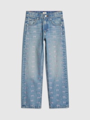 River Island Blue Bow Hotfix Straight Leg Jeans - Image 1 of 4