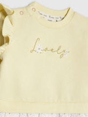 River Island Yellow Broderie Frill Sweat Top & Leggings Set - Image 4 of 6