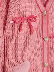 River Island Pink 3D Heart & Bow Cardigan - Image 3 of 4
