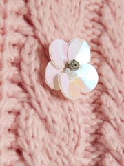 River Island Pink Flower Embroidered Cable Jumper - Image 5 of 5