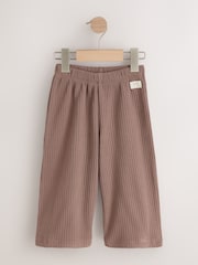 Neutral/Lilac Ribbed Wide Leg Trousers 3 Pack (3mths-7yrs) - Image 2 of 7