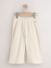 Neutral/Lilac Ribbed Wide Leg Trousers 3 Pack (3mths-7yrs) - Image 3 of 7