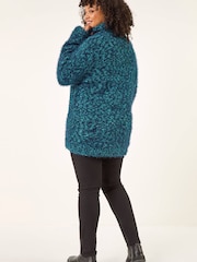 Roman Blue Curve Fluffy Roll Neck Knit Jumper - Image 3 of 5
