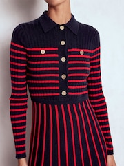 Boden Blue Bronte Knitted Rib Shirt Dress - Image 5 of 7