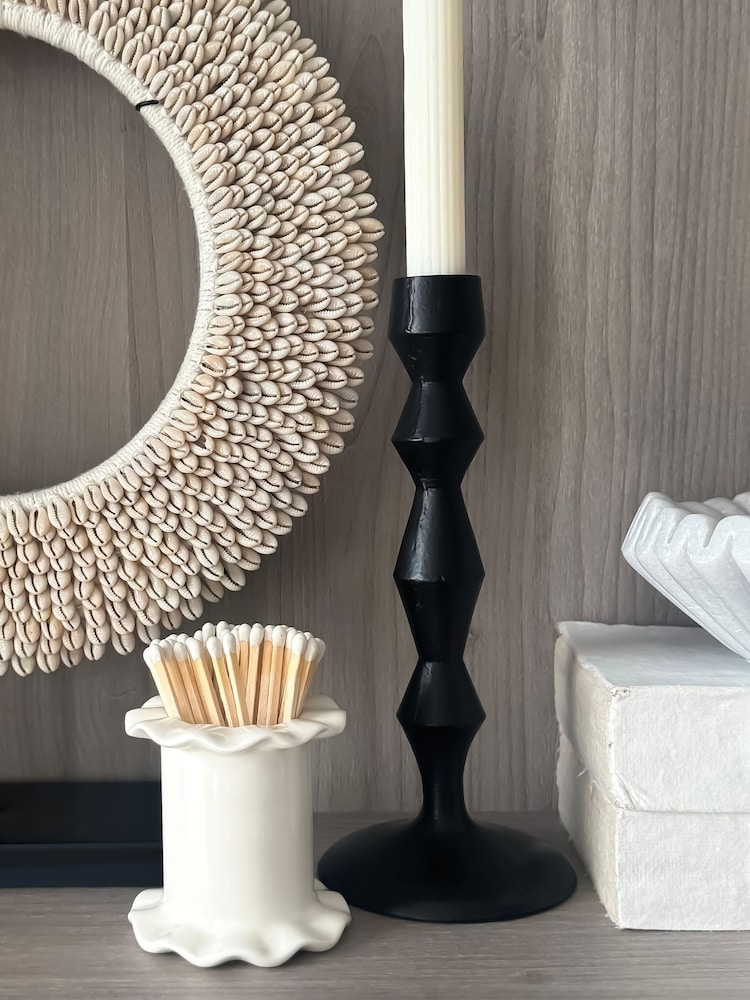 Sixty3 Styled White Ruffle Matchstick Holder - Image 1 of 5 Sixty3 Styled White Ruffle Matchstick Holder - Image 1 of 5