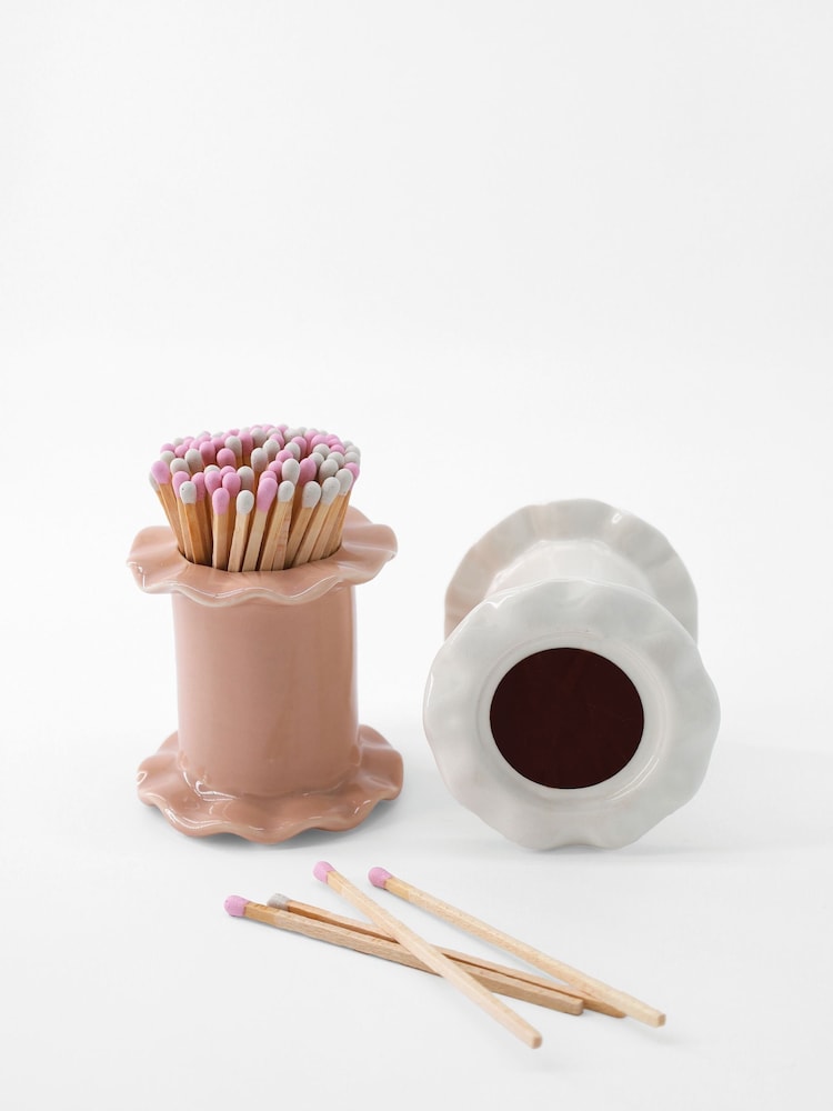 Sixty3 Styled White Ruffle Matchstick Holder - Image 5 of 5 Sixty3 Styled White Ruffle Matchstick Holder - Image 5 of 5