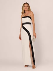Adrianna Papell White Colorblock Crepe Gown - Image 1 of 6