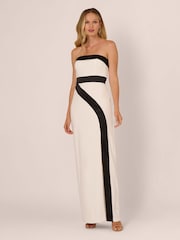 Adrianna Papell White Colorblock Crepe Gown - Image 2 of 6