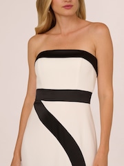 Adrianna Papell White Colorblock Crepe Gown - Image 3 of 6