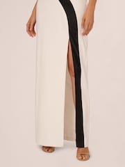 Adrianna Papell White Colorblock Crepe Gown - Image 4 of 6
