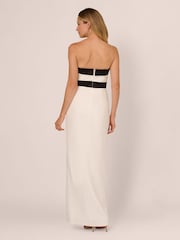 Adrianna Papell White Colorblock Crepe Gown - Image 5 of 6