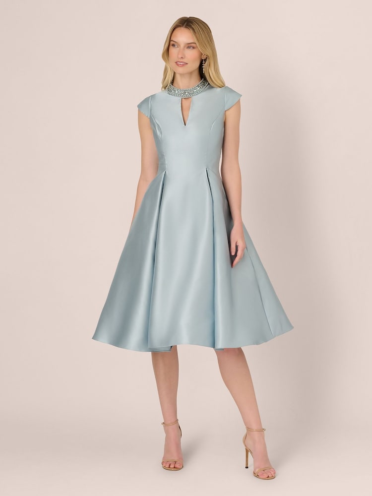 Adrianna Papell Blue Key Hole Mikado Dress - Image 2 of 6 Adrianna Papell Blue Key Hole Mikado Dress - Image 2 of 6