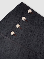 Reiss Dark Blue Skylar Button-Detail Denim Midi Skirt - Image 7 of 7