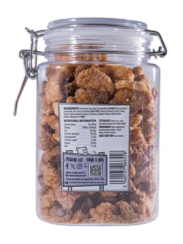 Oink Black Pepper Pork Crackling Gifting Jar 280g - Image 2 of 3 Oink Black Pepper Pork Crackling Gifting Jar 280g - Image 2 of 3