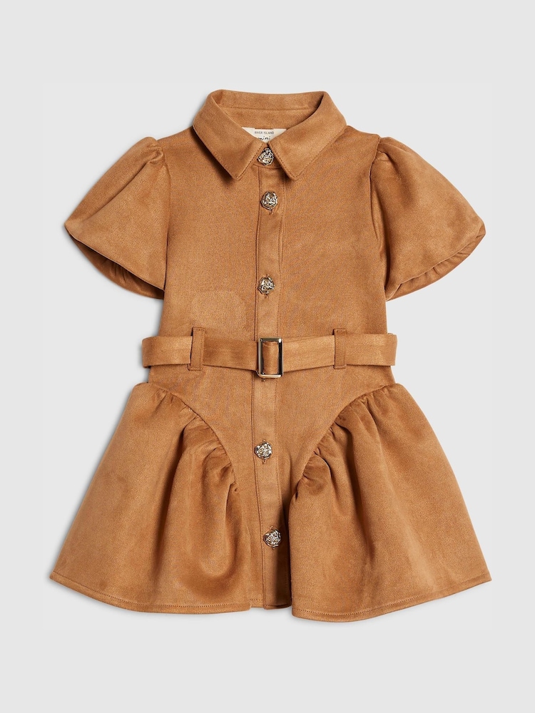 River Island Brown Suedette Prom Dress - Image 1 of 4