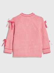 River Island Pink 3D Heart & Bow Cardigan - Image 2 of 4