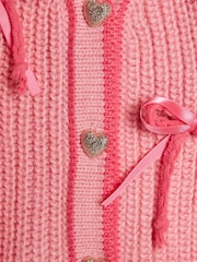 River Island Pink 3D Heart & Bow Cardigan - Image 3 of 4