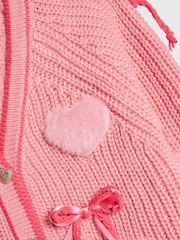 River Island Pink 3D Heart & Bow Cardigan - Image 4 of 4