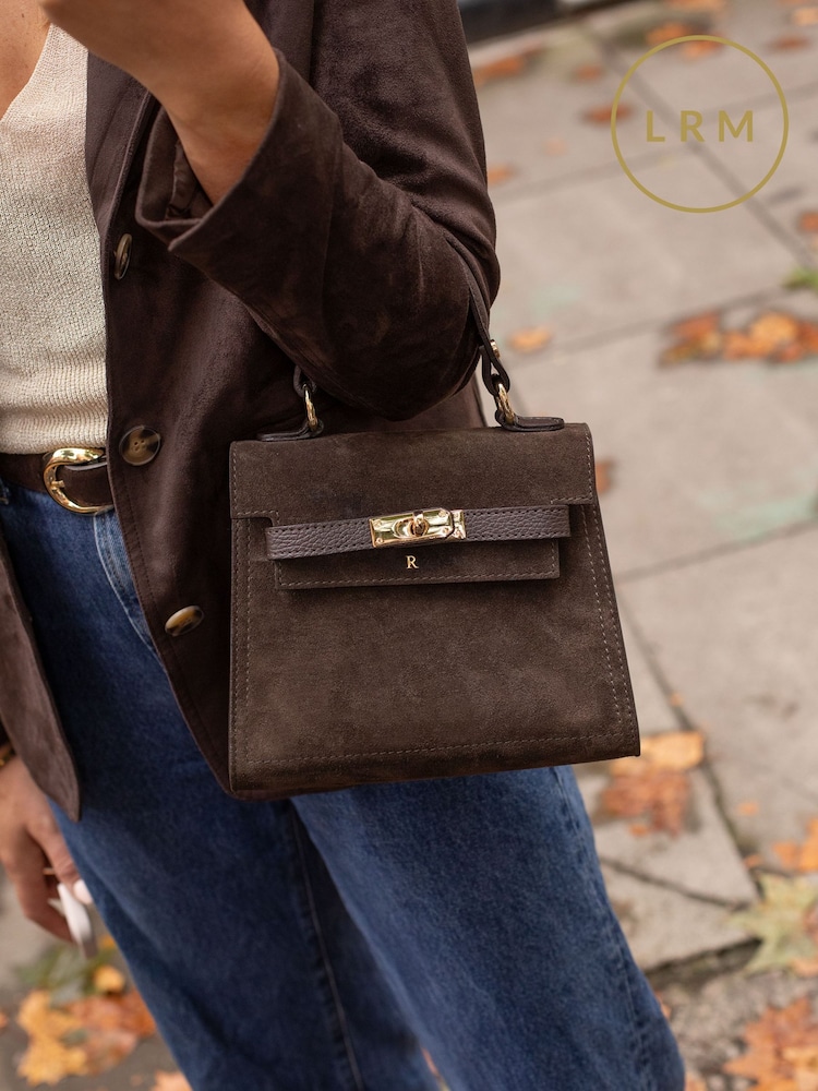 LRM Goods The Polly Suede Top Handle Brown Bag - Image 1 of 6 LRM Goods The Polly Suede Top Handle Brown Bag - Image 1 of 6