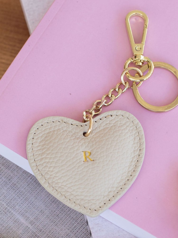 LRM Goods Natural The Leather Heart Keyring - Image 1 of 2 LRM Goods Natural The Leather Heart Keyring - Image 1 of 2