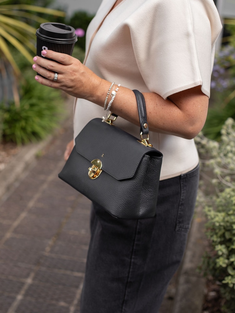 LRM Goods The Lucinda Leather Top Handle Black Bag - Image 1 of 4 LRM Goods The Lucinda Leather Top Handle Black Bag - Image 1 of 4