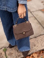 LRM Goods The Suede Lucinda Top Brown Handle Bag - Image 1 of 6