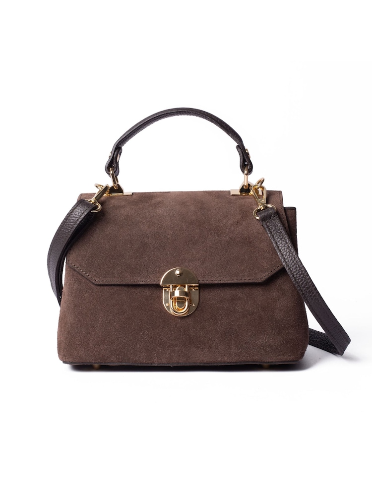 LRM Goods The Suede Lucinda Top Brown Handle Bag - Image 2 of 6 LRM Goods The Suede Lucinda Top Brown Handle Bag - Image 2 of 6